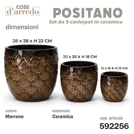CASPO CERAMICA POSITANO MARRONE SET 3 PZ D. 28/20/15 CM