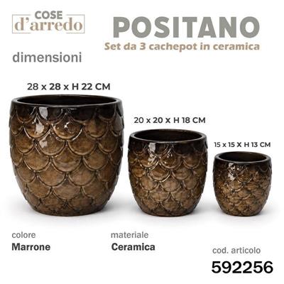 CASPO CERAMICA POSITANO MARRONE SET 3 PZ D. 28/20/15 CM