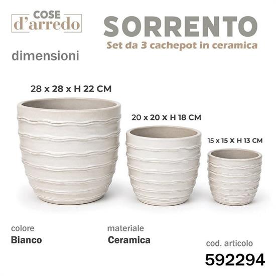 CASPO CERAMICA SORRENTO BIANCO SET 3 PZ D. 28/20/15 CM