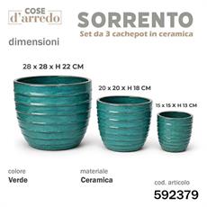 CASPO CERAMICA SORRENTO VERDE SET 3 PZ D. 28/20/15 CM