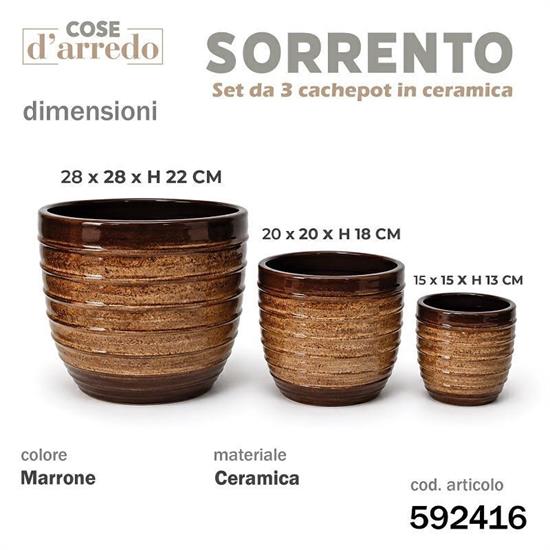 CASPO CERAMICA SORRENTO MARRONE SET 3 PZ D. 28/20/15 CM