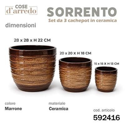 CASPO CERAMICA SORRENTO MARRONE SET 3 PZ D. 28/20/15 CM