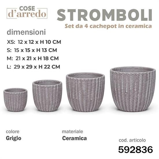 CASPO CERAMICA STROMBOLI GRIGIO SET 4 PZ D. 29/21/15/12 CM