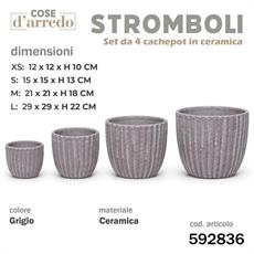 CASPO CERAMICA STROMBOLI GRIGIO SET 4 PZ D. 29/21/15/12 CM