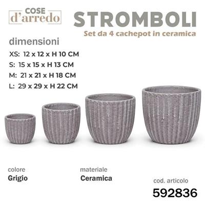 CASPO CERAMICA STROMBOLI GRIGIO SET 4 PZ D. 29/21/15/12 CM