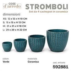 CASPO CERAMICA STROMBOLI VERDE SET 4 PZ D. 29/21/15/12 CM