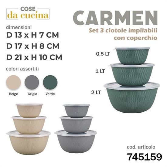 CIOTOLA CARMEN IMPILABILE CON COPERCHIO SET 3 PZ