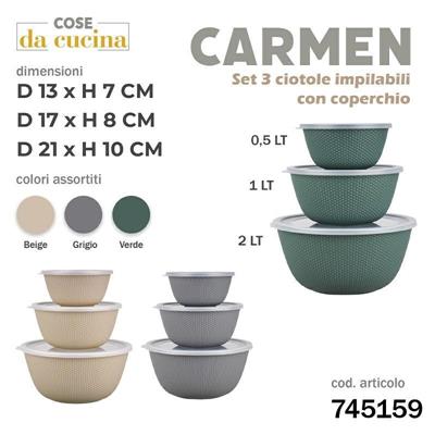 CIOTOLA CARMEN IMPILABILE CON COPERCHIO SET 3 PZ