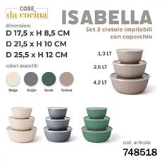 CIOTOLA ISABELLA IMPILABILE CON COPERCHIO SET 3 PZ