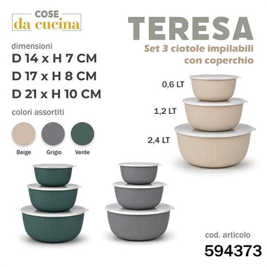 CIOTOLA IMPILABILE TERESA CON COPERCHIO SET 3 PZ