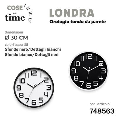 OROLOGIO DA PARETE LONDRA TONDO 30 CM COLORI ASS