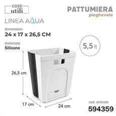 PATTUMIERA PIEGHEVOLE IN SILICONE AQUA 5,5 LT