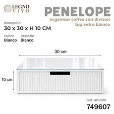SCATOLA ORGANIZER PENELOPE COFFEE TOP VETRO BIANCO