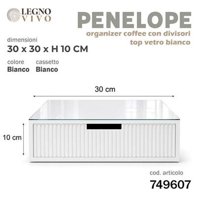 SCATOLA ORGANIZER PENELOPE COFFEE TOP VETRO BIANCO