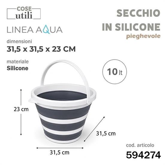 SECCHIO PIEGHEVOLE IN SILICONE AQUA 10 LT