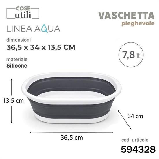VASCHETTA PIEGHEVOLE IN SILICONE AQUA 7,8 LT