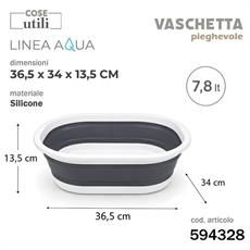 VASCHETTA PIEGHEVOLE IN SILICONE AQUA 7,8 LT