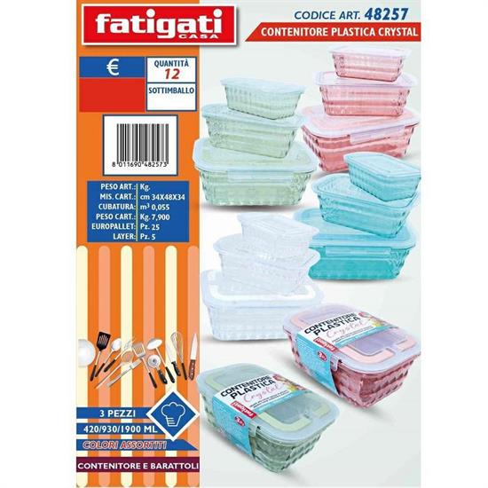 CONTENITORE PLASTICA CRYSTAL SET 3 PZ COLORI ASS