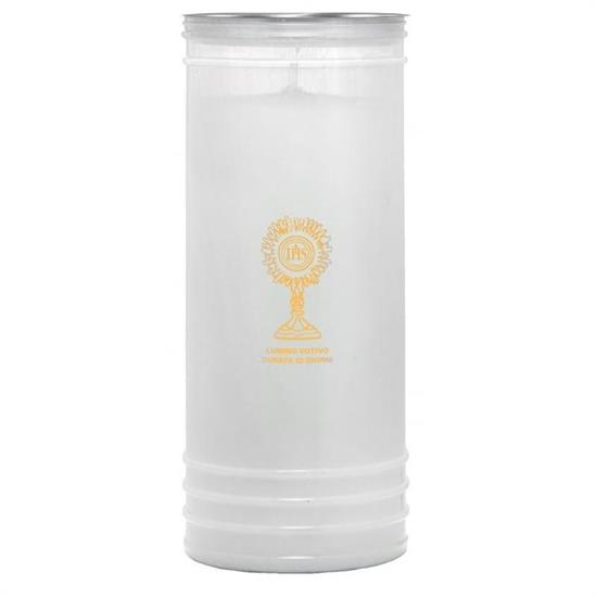 LUMINO VOTIVO D.10XH24 CM 1,2 KG CERA GIALLA BIANCO 100/24BC