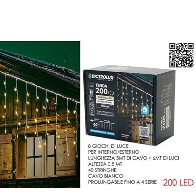 LUCI TENDA 6 MT X 50 CM 200 LED BIANCO CALDO