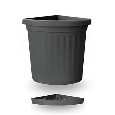 VASO ANGOLO 50 CM CON SOTTOVASO COLORE ANTRACITE