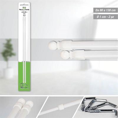 ASTE TENDA ESTENDIBILE TONDA 80-130CM DIAM 1CM 2PZ BIANCO