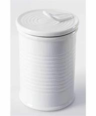 BARATTOLO IN CERAMICA BIANCO RIGATO 10X10X16CM