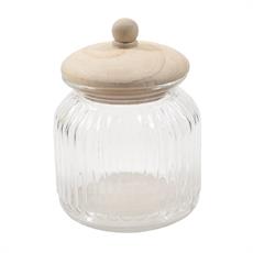 BARATTOLO ERMETICO IN VETRO CON TAPPO LEGNO 650 ML 11 X 14CM