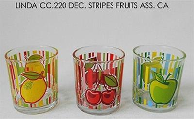 BICCHIERE LINDA CONF. 6PZ DEC. STRIPES FRUITS 220CC