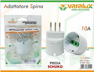 ADATTATORE SPINA SCHUKO 10A