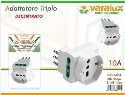 ADATTATORE TRIPLO 10A DECENTRATO CON SCHUKO