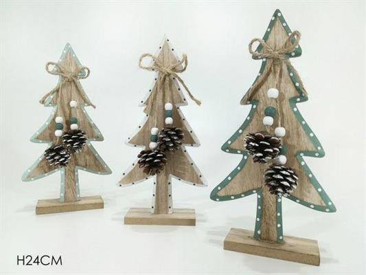 ALBERO NATALIZIO POIS IN LEGNO 24CM 3COLORI ASS.