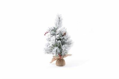 ALBERO DI NATALE INNEVATO CON BASE IN JUTA 45CM 36RAMI