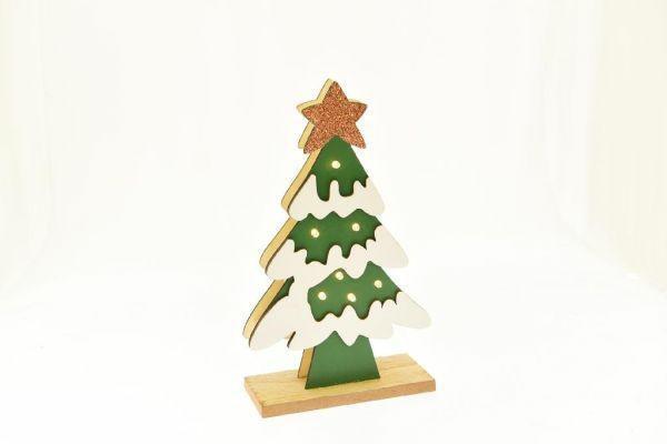 ALBERO INNEVATO IN LEGNO CON 7LUCI LED 13,5X6XH23CM
