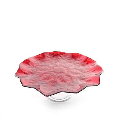 ALZATA IN VETRO 22 X H9,5 CM STELLA DI NATALE COLORE ROSSO