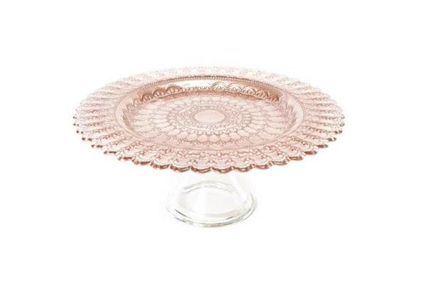ALZATA IN VETRO BAROCCO 28 X H12 CM ROSA GOLD