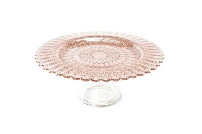 ALZATA IN VETRO BAROCCO 28 X H12 CM ROSA GOLD
