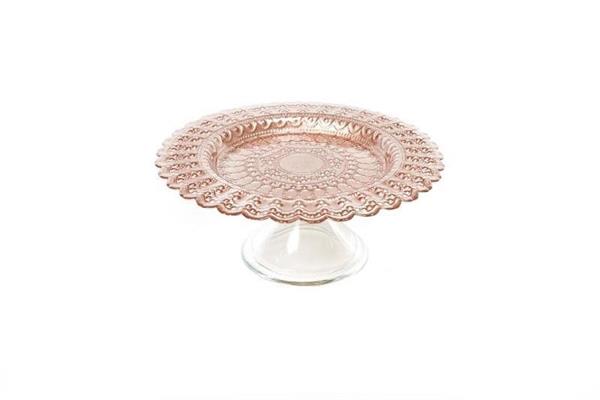 ALZATA IN VETRO BAROCCO 22 X H7,5 CM ROSA GOLD
