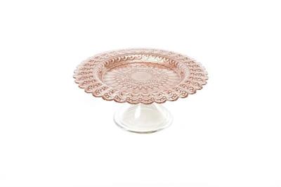 ALZATA IN VETRO BAROCCO 22 X H7,5 CM ROSA GOLD