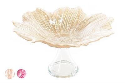 ALZATA IN VETRO FLOWER 28 X H16 CM DECORI ASS