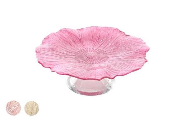 ALZATA IN VETRO FLOWER 21,5 X H8 CM DECORI ASS