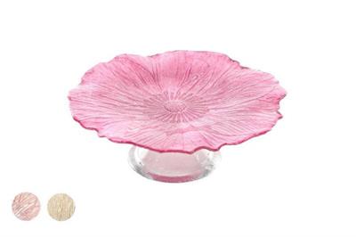 ALZATA IN VETRO FLOWER 21,5 X H8 CM DECORI ASS