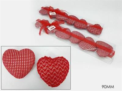 APPENDINO CUORE MERLETTO ROSSO 90MM CONF.6PZ
