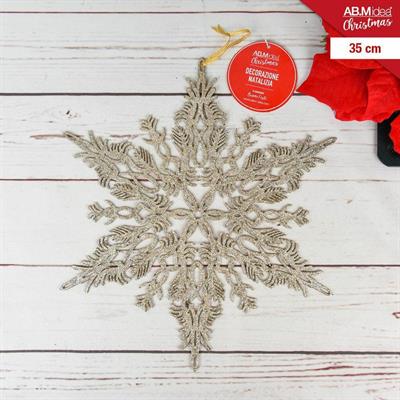 APPENDINO DECORAZIONE NATALIZIA 6PUNTE 35CM COLORE CHAMPAGNE