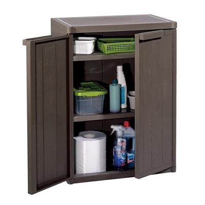 ARMADIO IN PLASTICA FINTO LEGNO MODELLO BASSO COLORE MARRONE