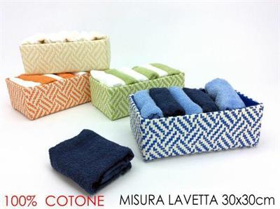 ASCIUGAMANI SET 6PZ IN CESTA 4 COLORI ASS.