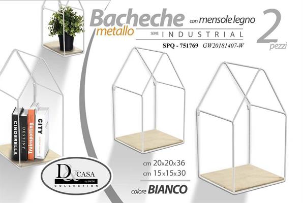 BACHECA CASA MENSOLE SET 2PZ COLORE BIANCO
