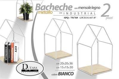 BACHECA CASA MENSOLE SET 2PZ COLORE BIANCO