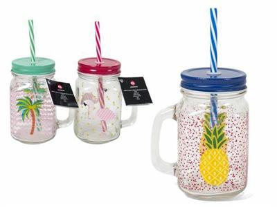 BARATTOLO IN VETRO CON CANNUCCIA 450ML DECORI ASS.