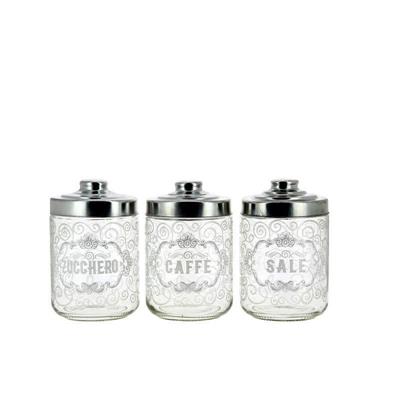 BARATTOLO VETRO 800 CC SET 3 PZ DECORO MAISON VINTAGE